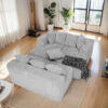 Modular U-Shaped Sectional Sofa,130-inch 4-Seater Chaise Lounge with Reversible Design, Striped Corduroy Fabric in Gray – Customizable Living Room or Bedroom Couch, Freely Configurable Layout.