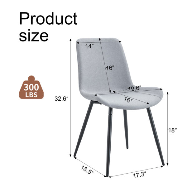 563862cd61384739b1e623e17df37e81_8b148cce52ebd1a37285ed5e4878020c Comfortable Linen-Cotton Dining Chair Set - Four Pieces in Light Gray.Integrated Seat and Backrest,Linen-Cotton Material,Curved Widened Cushion Design For More Comfort.