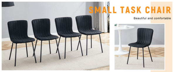 56463fb830ce4a458ed9ee56dc6df6dc_9a0dc6e72e6b08068a8a99044c2a2e5e Luxury Minimalist Chairs - A set of 4 high quality dining chairs with black metal legs. The integral metal leg structure is suitable for various interior decoration styles.