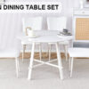 Table and chair set, MDF desktop, white metal table legs, stable and beautiful, suitable for most styles of home. Modern simple dining table, comfortable seating.