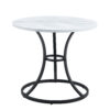 Table and chair set.A Modern Minimalist Circular Dining Table With A Diameter Of 33.3 Inches.Paired With 4 Black Linen-Cotton Material High Resilience Dining Chair with Metal Black Leg.