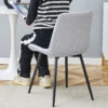 Comfortable Linen-Cotton Dining Chair Set - Six Pieces in Light Gray.Integrated Seat and Backrest,Linen-Cotton Material,Curved Widened Cushion Design For More Comfort.