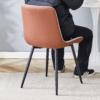 Extended Seat Cushion PU Dining Chair Set - Four Pieces.Smooth line design,Integral metal leg structure,Can integrate well into various modern home decoration styles.Gray and Brown Splicing Colors.