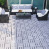 30 PCS Interlocking Deck Tiles Checker Pattern, 12" x 12" Square Light Gray Acacia Hardwood Outdoor Flooring for Patio, Bancony, Pool Side,...