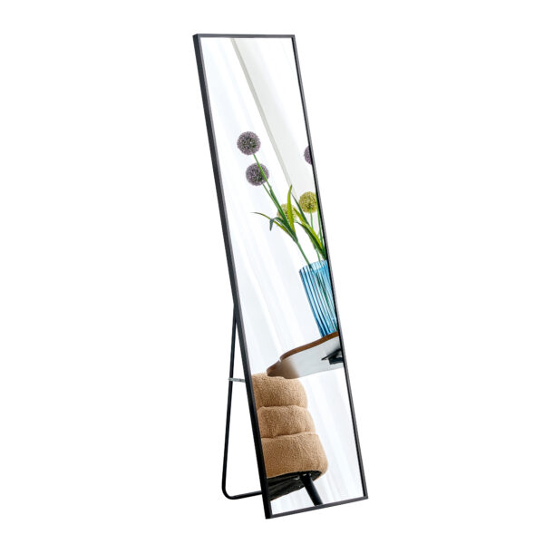 57303f06f6b3423786ca8ec2d55989b5_f956166a56d9436851989f7f19edaad8 The 4st generation aluminum alloy metal frame wall mounted full body mirror, bathroom makeup mirror, bedroom, decorative mirror, clothing store, floor mounted large mirror, black 63 "* 20"W1151127265