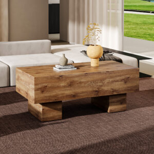 This modern rectangular coffee table features a stylish wood color, making it an ideal addition to any living room or apartment, and measures 43.3 "x 21.6" x 17.2 ".W1151P168335