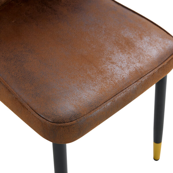 575096c782294e6c89f3c5c9607c85fc_fc1a32d7f5347548b7400d89751fdc94 Table and chair set.64.5 x 35.4 Inch Stylish Wood Color Textured Dining Table.Paried With 4 BrownTechnology-Fabric Dining Chairs.Suitable for kitchen,Dining room,etc.