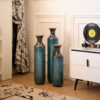 Floor metal vase modern style decoration home droplet shaped white metal vase 3-piece set gorgeous home decoration large glazed metal vase