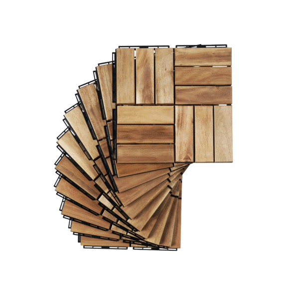 30 PCS Interlocking Deck Tiles Checker Pattern, 12" x 12" Square Yellow Acacia Hardwood Outdoor Flooring for Patio, Bancony, Pool Side,...