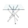 Large Modern Rectangular Glass Dining Table for 6-8 with 0.39" Tempered Glass Tabletop and Silver Chrome Metal Legs, for Kitchen.Tempered Glass Tabletop,Double Fork Metal Legs.W1151S03321