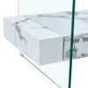 43.3 Inch Modern Two-Tier Coffee Table - Clear Tempered Glass and White Marble Texture, Multifunctional Storage Design.The bottom tier includes a drawer.Can be used as a coffee table,side table,etc.