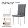 4 piece set of gray armless dining chairs brings a touch of elegance and mystery to the dining area with its deep gray tone,The grid and buckle design of the back add a vintage yet fashionable touch