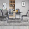 Modern Dining Chairs with Faux Leather Padded Seat Dining Living Room Chairs Upholstered Chair with Metal Legs Design for Kitchen, Living, Bedroom, Dining Room Side Chairs Set of 6 (Grey+PU)C-001