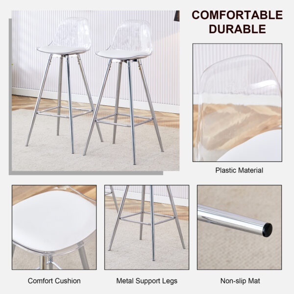 Modern and comfortable upholstered bar chairs, metal legs, small size bar chairs, suitable for part of the crowd, stylish design for dining room, kitchen, terrace and living room chairs.