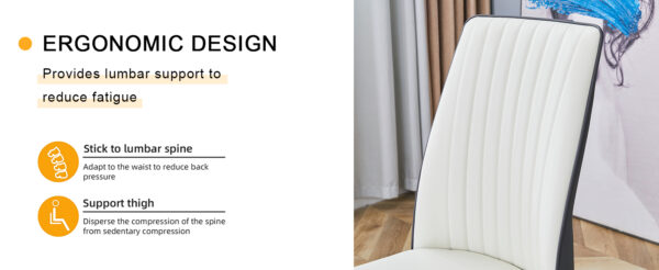 57b32cd5b96a4df685544e03571376f3_4cbecc6cac76c92496da98f7ee7955da 4 Dining Chair Set, White + Grey Dining Chair Set, High Back Seat in PU Material and Sturdy Black Leg Chair for Dining Room, Kitchen and Living Room c-010