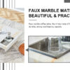 A modern and practical coffee table with imitation marble patterns, made of MDF material. The fusion of elegance and natural fashion 31.4"* 31.4"* 12 "