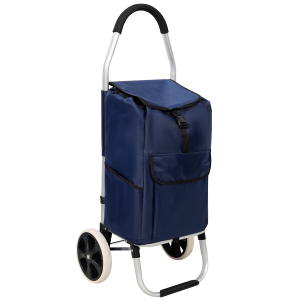 57c4341ccf7a4321a715ae07bbeca0a1_142275979bf48b7f5b8d2a1a7d53b264 Shopping Trolley with Wheels,Trolley Black Foldable Shopping Cart,Removable Shopping Oxford Waterproof Bag,Blue