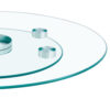 Double layer rotatable round glass.The rotatable design makes it more convenient to retrieve and place items.The upper glass has a diameter of 20 inches, while the lower glass15 inches.