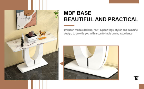 Modern Simple Glossy White Rectangular Counter Bar Table 47.24" x 18.11" x 29.52" For Living Room Bedroom Bedside Entrance House Balcony Office Bathroom. BT-1280