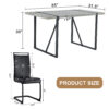 Table and chair set. Modern minimalist grey marble textured MDF dining table with metal frame.Paired with 4 black PU chairs with Black Featuring arched black legs.