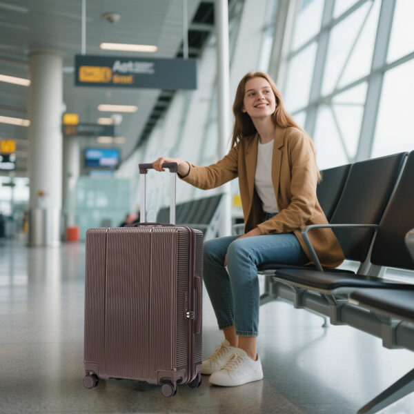20"/24"/28" 3 pcs/set in ABS Spinner Wheel Luggage, Carry on Suitcase, Matching Color, TSA Combination Lock (Brown)