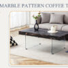 43.3"x23.6" Black Marble-Patterned MDF Coffee Table with Tempered glass legs.Suitable for Living Room.It can be used not only as a coffee table but also as a side table or display stand.