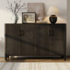 Mirod Farmhouse Style 4-Door Cabinet with Natural Finish, A Rustic Accent for Entryways or Small Spaces