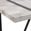 Table and chair set.A minimalist retro rectangular dining table with a textured top and black metal legs.Paired With 4 Light Gray Linen-Cotton Dining Chairs With Curved Widened Cushion Design.