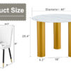 Table and chair set, round table with white marble pattern, gold MDF table legs, soft and comfortable dining chair, suitable for kitchen and living room