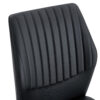 Luxury Simple Chair - Set of 6 BLACK PU Material High Resilience Dining Chair with Metal Silver Leg.The Chair Back Has a Vertical Stripe Design With Smooth And Uniform Lines.