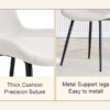 Table and chair set.A minimalist retro rectangular dining table with a specially textured top and black metal legs.Paired With 6 White Artificial PU Chairs With Curved Widened Cushion Design.
