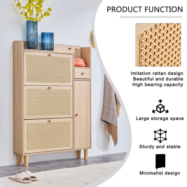 Modern minimalist storage cabinet, Japanese rattan shoe cabinet, bed top cabinet, small home furniture. Suitable for corridors and living rooms.    W115170127