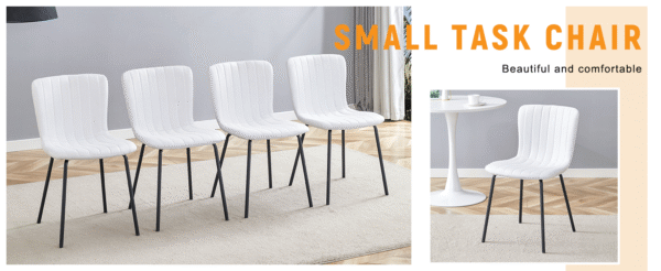 Luxury Minimalist Chairs - A set of 4 high quality dining chairs with black metal legs. The integral metal leg structure is suitable for various interior decoration styles.