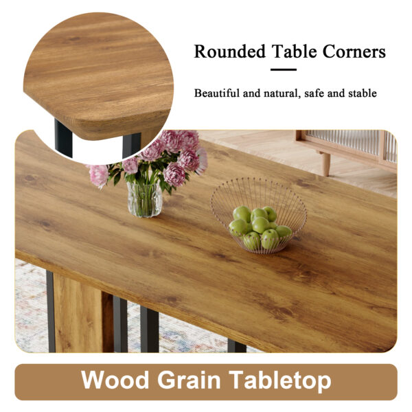 5973b4a520df433c9a44d02032bc97f5_ad28bd3aa1ada3bad7207d5d8b9f82e9 Table and chair set.67"x36" Wood-Textured MDF Dining Table Set with 4 Brown Suede Chairs.MDF sticker,Wood colored texture sticker,Brown armless dining chair,Suitable for kitchen,Dining room,etc.