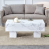 Modern Simple White Marble Texture MDF Coffee Table - 43.3"x21.6"x17.2" Practical Model.Making it an ideal addition to any living room or apartment.W1151134962