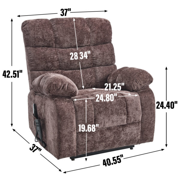 Lift Recliner Chair Heat Massage Dual Motor Infinite Position Up to 350 LBS Large Electric Power Lift Recliners with Power-Remote, Medium-firm and Heavy duty, Brown