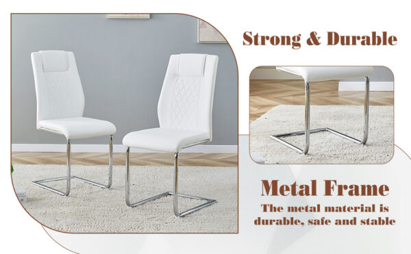 59ce136a74a44c67925f907bb8ddda38_669285d698d655d2863728139a3be2b4 Table and chair set.63*31.4 Inch Pandora Patterned Sintered Stone Dining Table Set - 6 White Chairs With Silver Metal Legs.Modern Light Luxury.Perfect For Dinner Room,Meeting Room,Kitchen,etc.