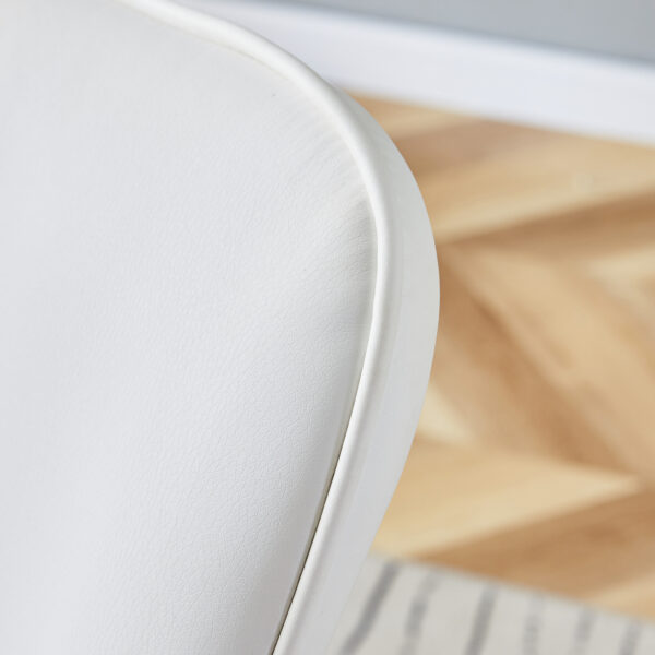 5a220be03d5a4b268007c26bda79e2ac_cd6d4817e31dd9266fe880f084032441 Table and chair set.63"*35.4" White Imitation Marble Pattern MDF Dining Table Set - 4 White PU Chairs with a vertical stripe design on the backrest.Create Your Exclusive Low-Key Luxury Space.