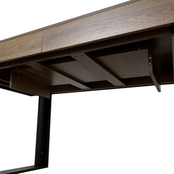 Rectangle extendable dining table for 6-10 people aged effect wood and black 160-200 cm