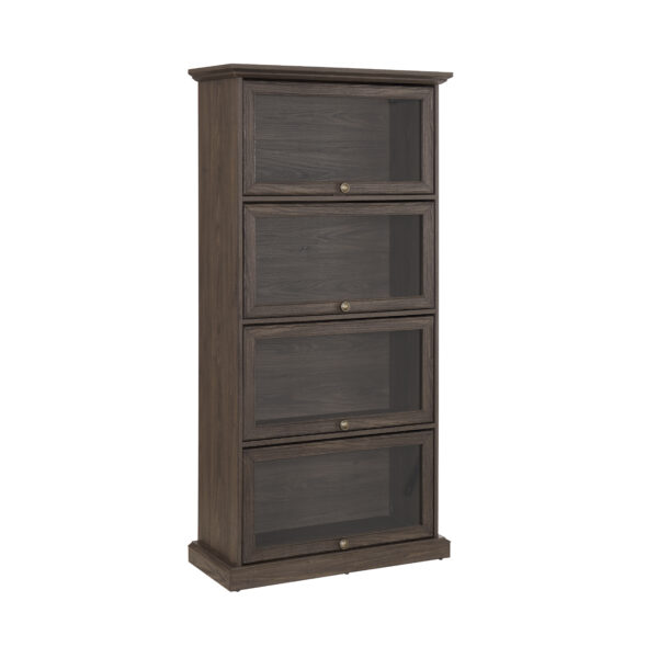 4 Tier Glass Display Cabinet for Living Room Stylish Storage Curio Cabinet with Flip Up Glass Doors Perfect Collectors Showcase Toy Figure Organizers Rack Elegant Bookcase- BROWN