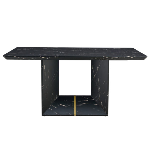 This modern dining table with MDF marbled design gives you a luxurious and elegant feel, adding a touch of elegance whether it is a family dinner or entertaining guests.