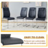 Table and chair set.71 * 35.4 inch rectangular dining table.Tempered Glass Tabletop,Silver 7-shaped Metal Table Legs.Paried With 6 Black High-quality PU Chairs With Arched Metal Legs.