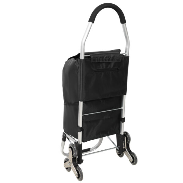 5aae83d761954310bcdfdee4b23c5c0b_4f6ca4713bc5945625d55c703678c3e9 Shopping Stair Trolley with Wheels,Trolley Black Foldable Shopping Cart,Removable Shopping Oxford Waterproof Bag,Stainless Steel Triangular Wheels, Black