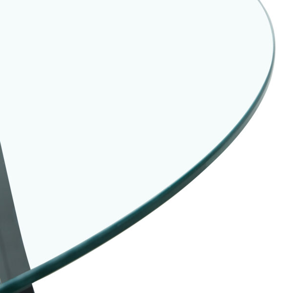 5afe0d7d8c1e455bb79734d0e4b18c56_20240207_5fdd918d1c6190da433aebc50b095964 Modern simple style round transparent tempered glass table, tempered glass table top, black metal legs, suitable for kitchen, dining room and living room, 40 "*40" *29.5 "1123r
