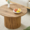 A modern circular coffee table with a diameter of 27.5 inches interprets home aesthetics and practicality. MDF material,cylindrical table leg design.Becoming the visual focal point of home decoration.