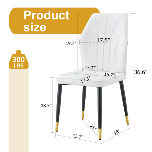 5b53e67589fc4f7ea8ae76472824f8ef_2f96fa5063bd939201d2cf54e6cd72e2 4 modern dining chairs with stylish PU patterned backrest and black metal legs for a comfortable home experience in the kitchen, bedroom and office.