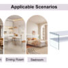 Double rectangular coffee table. The board surface is MDF, with white stickers, and both sides are transparent tempered glass. Suitable for living room, bedroom and other occasions.