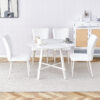 Table and chair set, MDF desktop, white metal table legs, stable and beautiful, suitable for most styles of home. Modern simple dining table, comfortable seating.