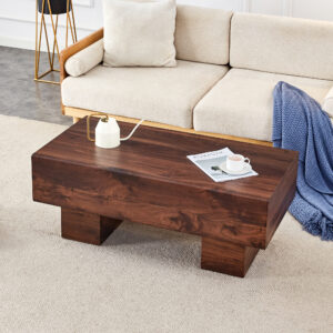 Modern Simple Walnut Colored Texture Sticker MDF Coffee Table - 43.3"x21.6"x17.2" Practical Model.Making it an ideal addition to any living room or apartment.