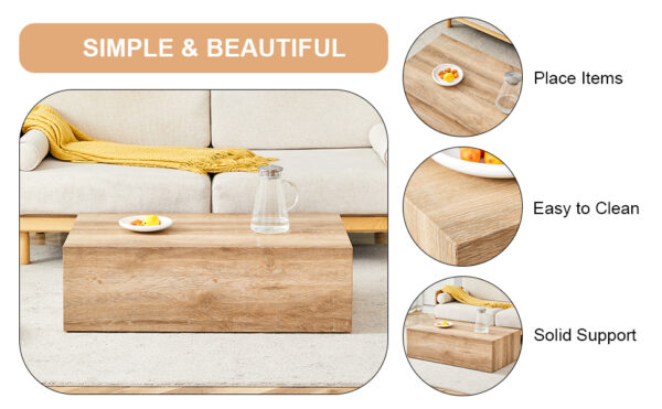 5bc921066aca4fc8a3b46067efc6f1ad_2bde25633b88d3616ef3e8c397016a2e Elevate your living space with this modern MDF coffee table that showcases smooth, light wood color texture patterns. It is characterized by stylish design.39.3*23.6*12